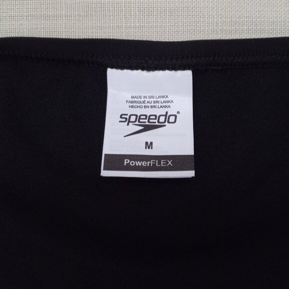 Speedo Fit Powerflex Eco Black Hipster Bikini Bottom Gray Logo Size Medium - Picture 3 of 4